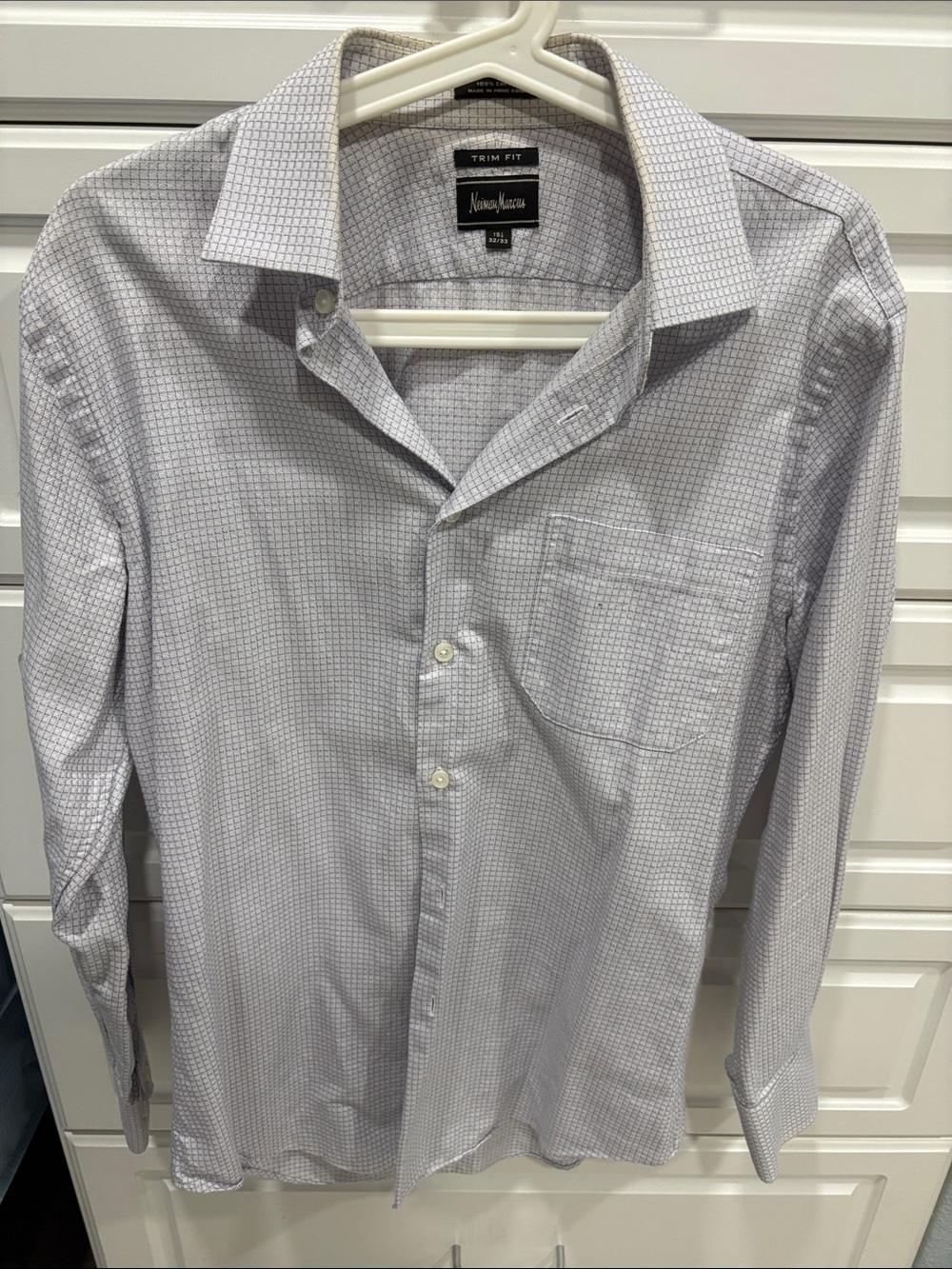 Neiman Marcus Men's Light Gray Micro-Check Dress Shirt